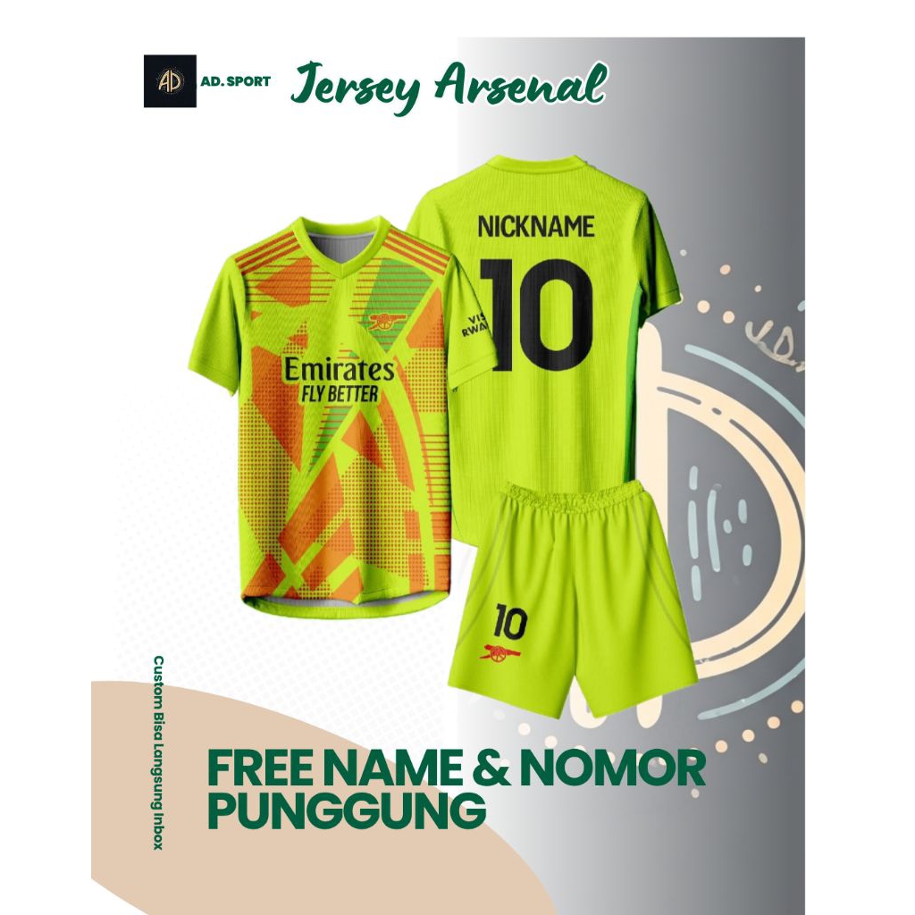 Baju Jersey Sepak Bola Arsenal Terbaru Free Nama & No Punggung Pria Wanita Full Printing