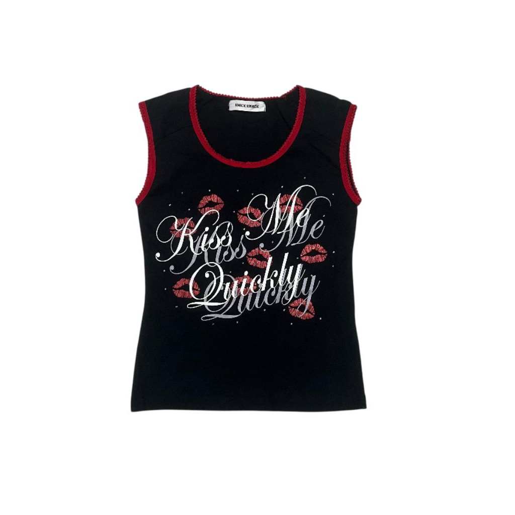 Tank top knick knack sequin y2k grunge goth gothic cop copine depopy2k depopseller japanese style fa