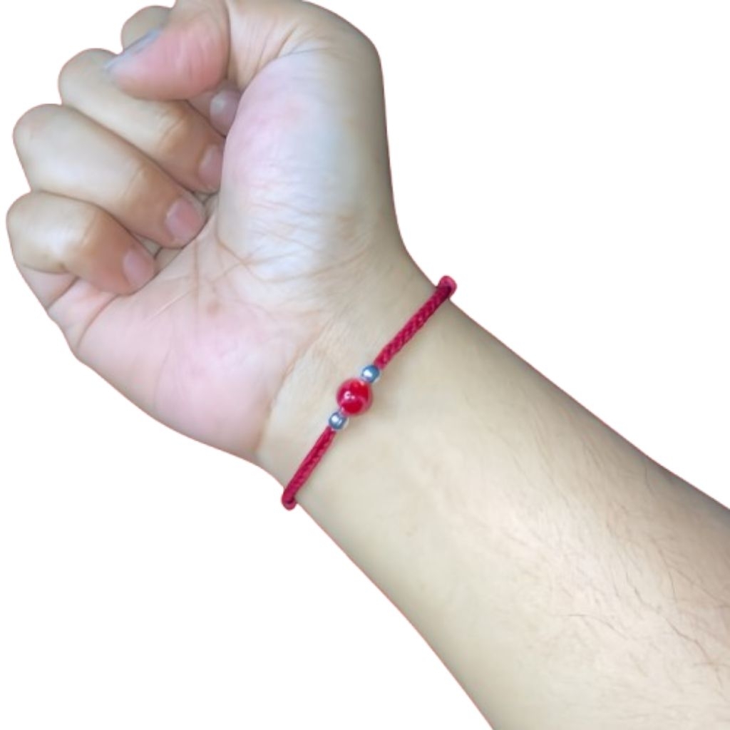 Gelang tali merah elegan premium bracelet tahan air, gelang tali merah polos keberuntungan