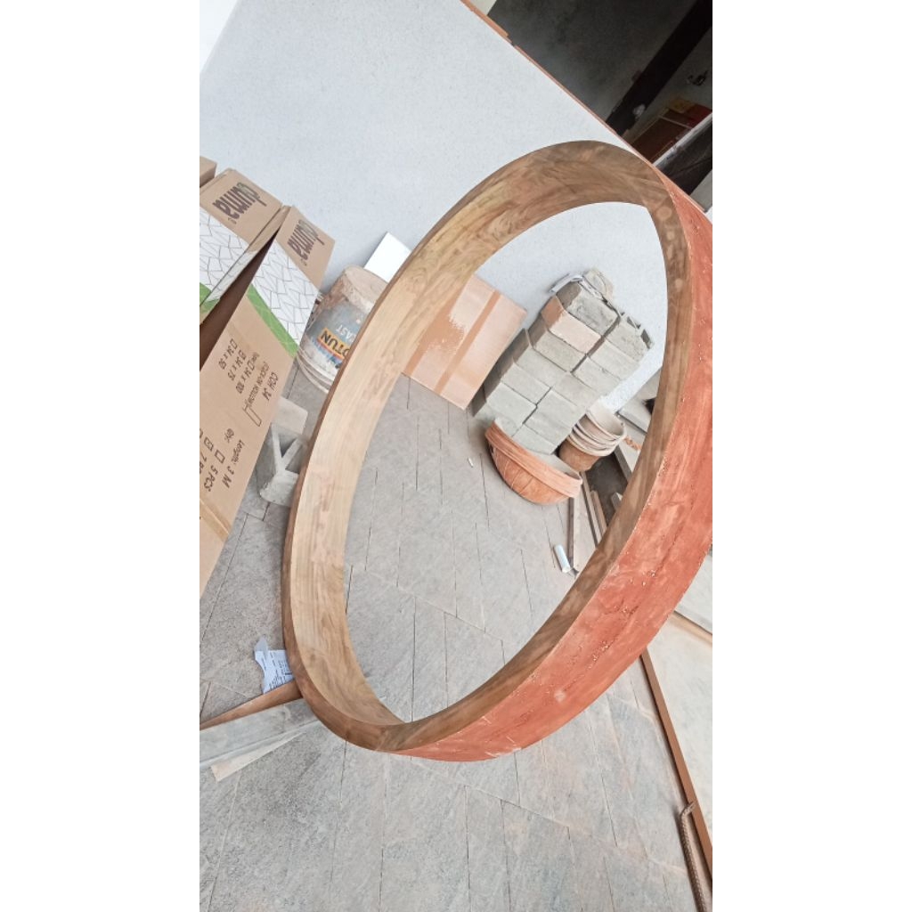 kusen jendela bulat diameter 120 cm bahan kayu jati
