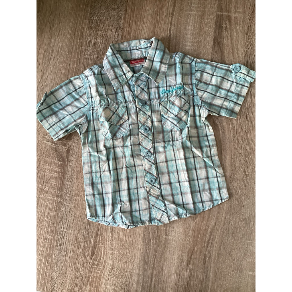 PRELOVE Baju Kemeja Baby Motif Kotak-Kotak Ada Saku Cool Baby Size 9-12 Months