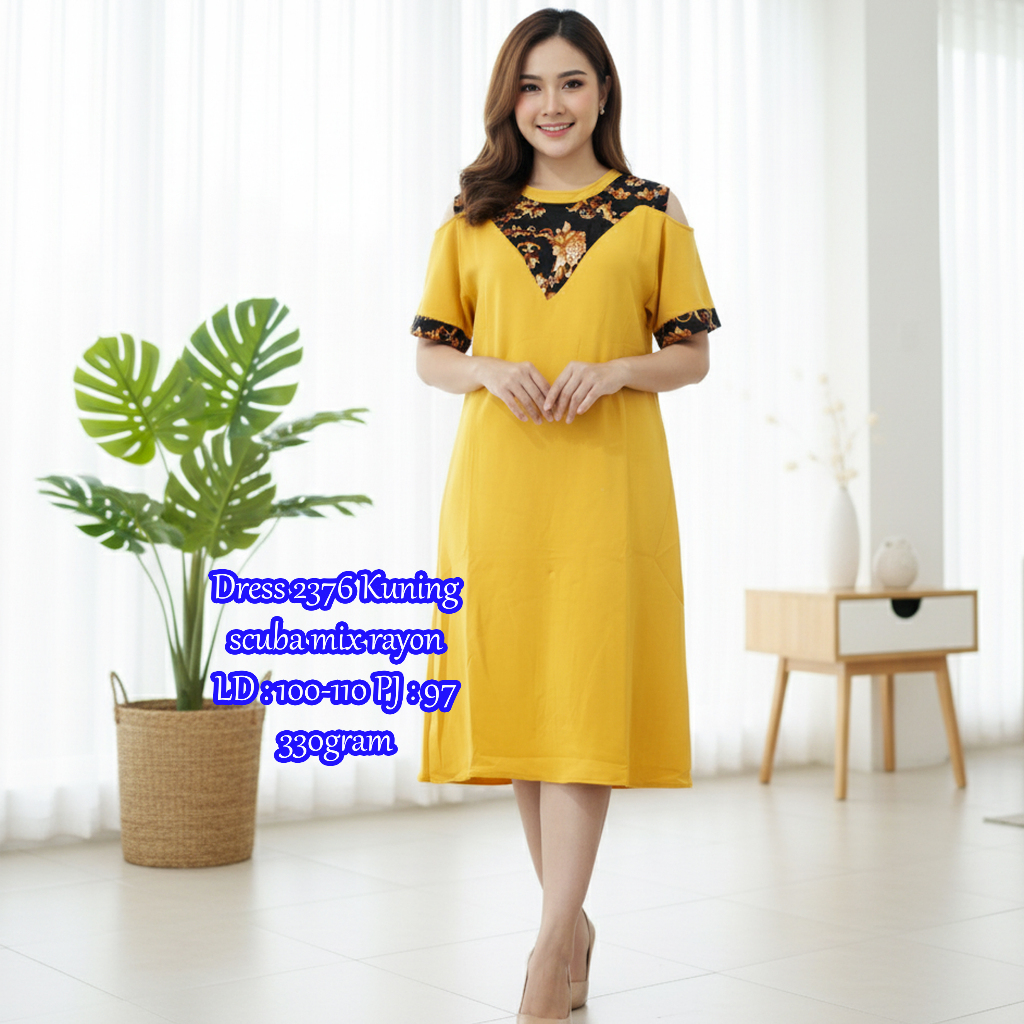 Dress 2376 Bahan scuba LD : 100 - 110 PJ : 97