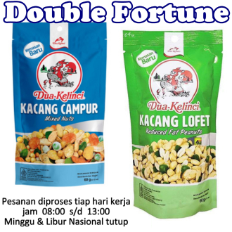DUA KELINCI KACANG CAMPUR & LOFET MIXED REDUCED FAT NUTS 60gr