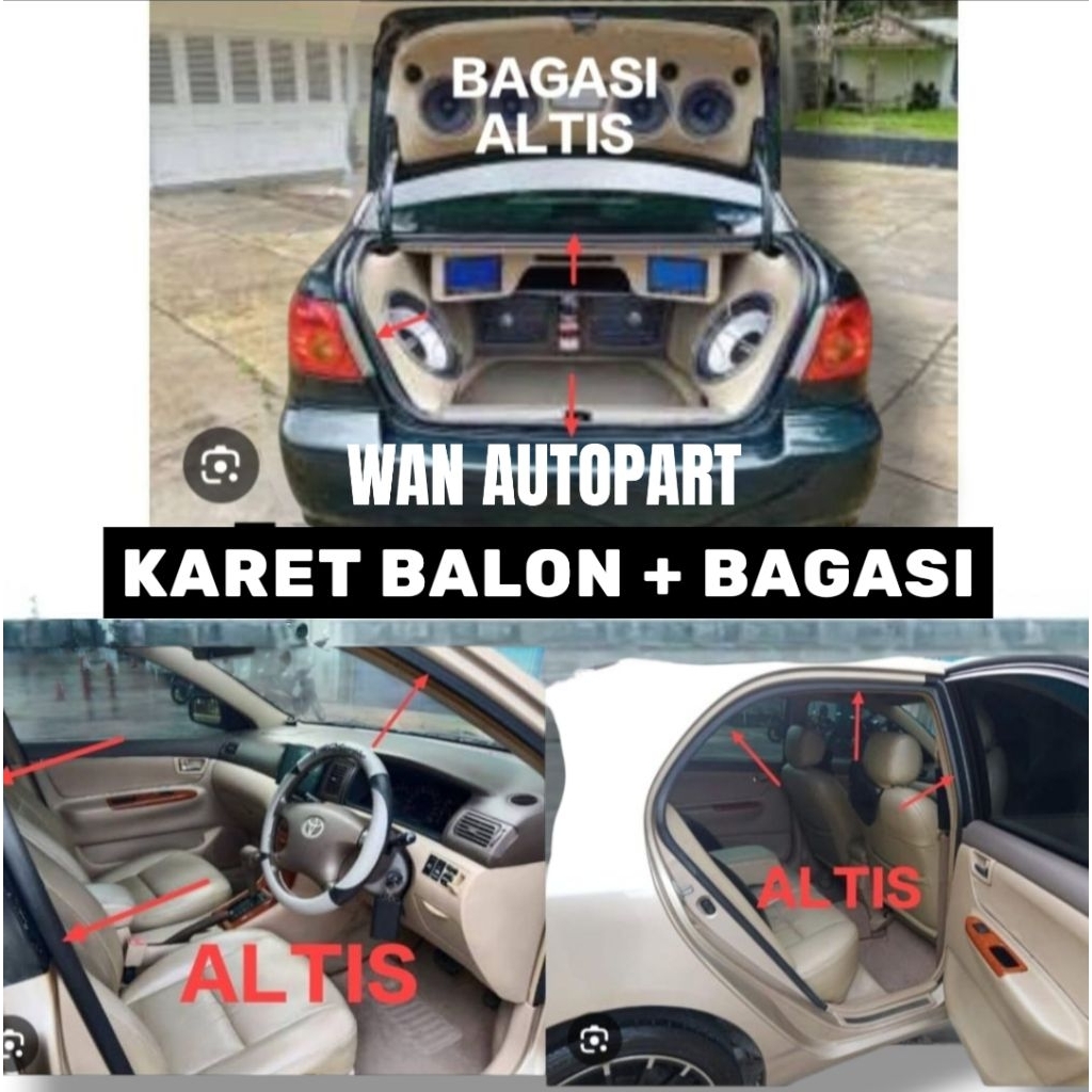 KARET PEREDAM PINTU MOBIL/BALON+BAGASI MOBIL COROLLA ALTIS