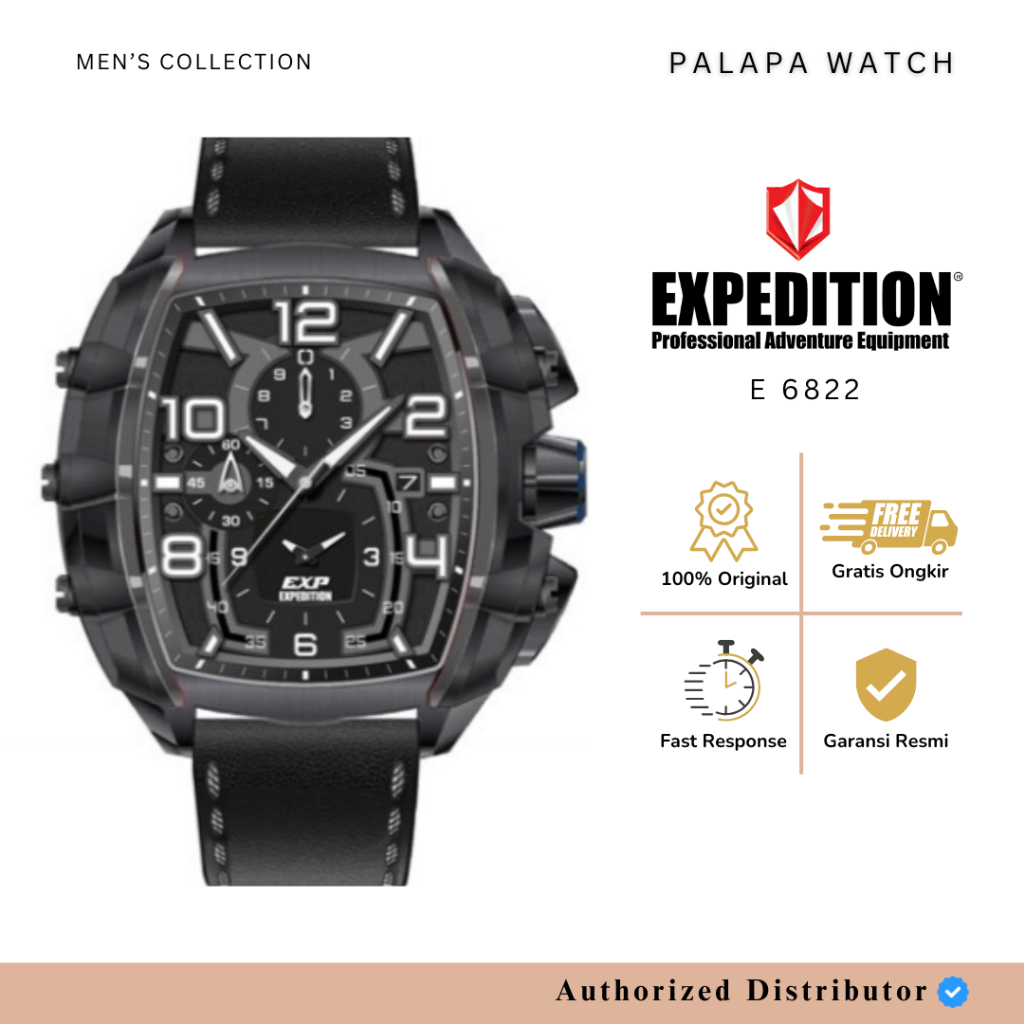 Jam Tangan Pria Expedition 6822 / EXP 6822 / E6822 Leather Original Garansi Resmi 1 Tahun