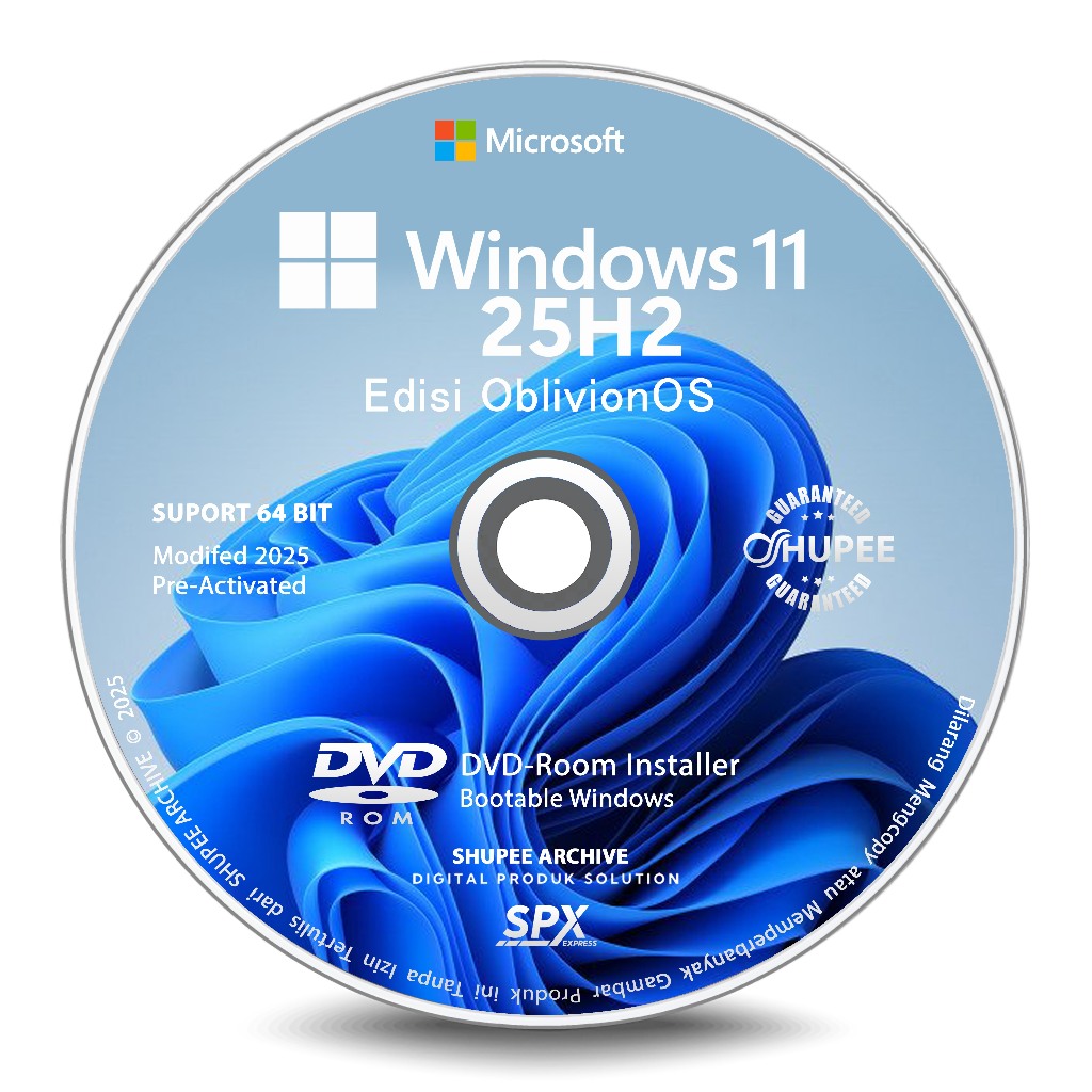 DVD Installer Windows® 11 25H2 Edisi OblivionOS | Super Ringan | 64
