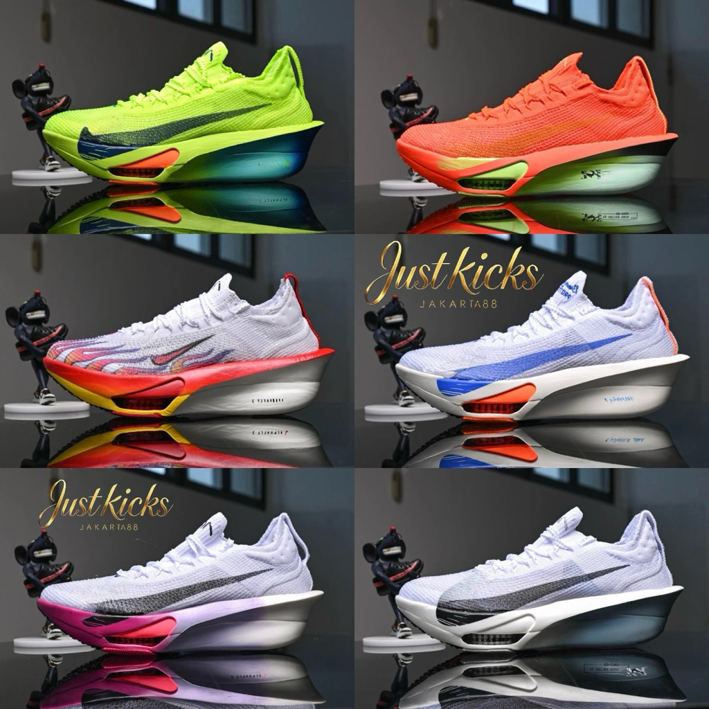 SEPATU OLAHRAGA SENAM FITNESS JOGGING LARI RUNNING AIR ZOOM ALPHAFLY 2 BLUE ORANGE WHITE BLACK GREEN
