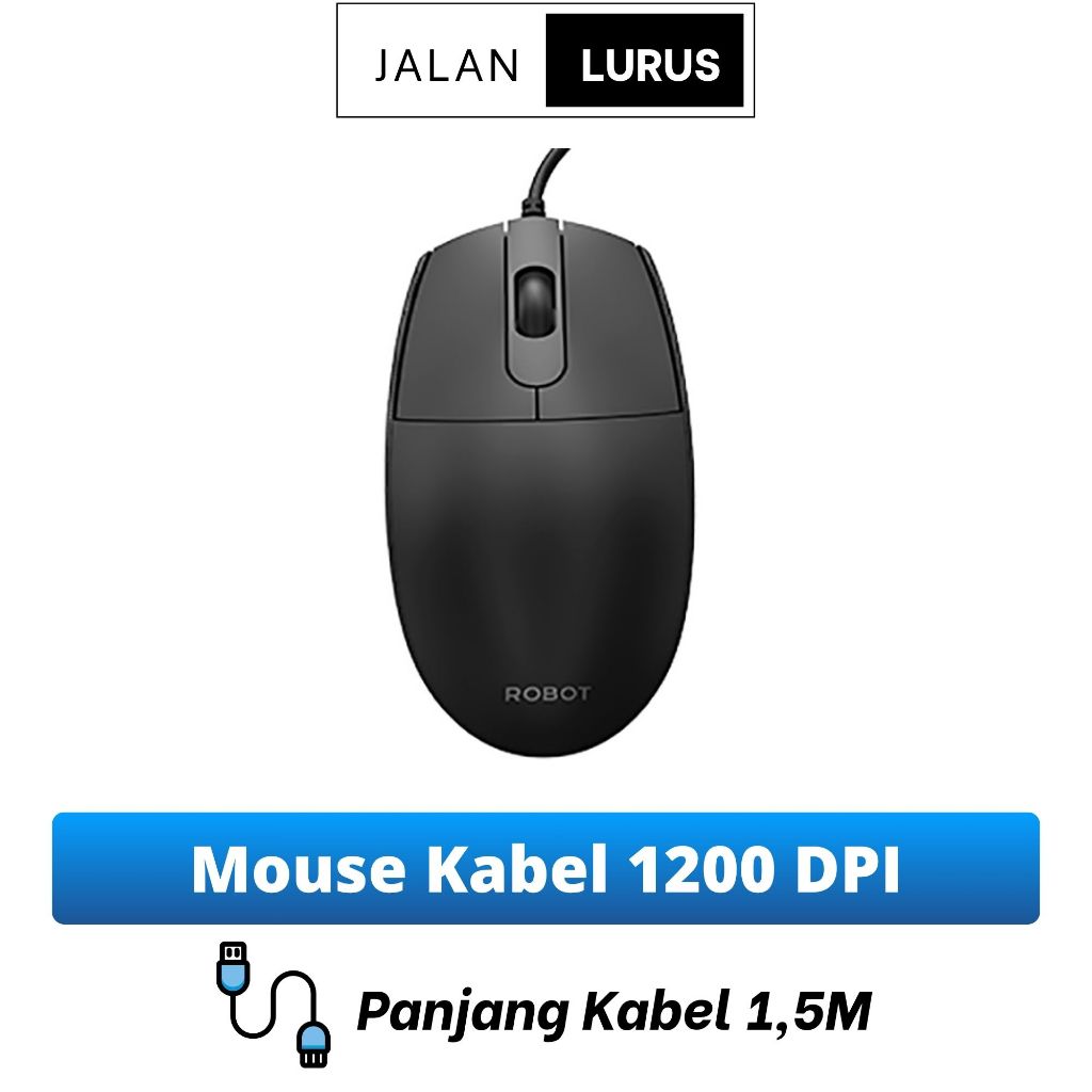Mouse Kabel 1200 DPI dengan Panjang Kabel 1,5M Garansi