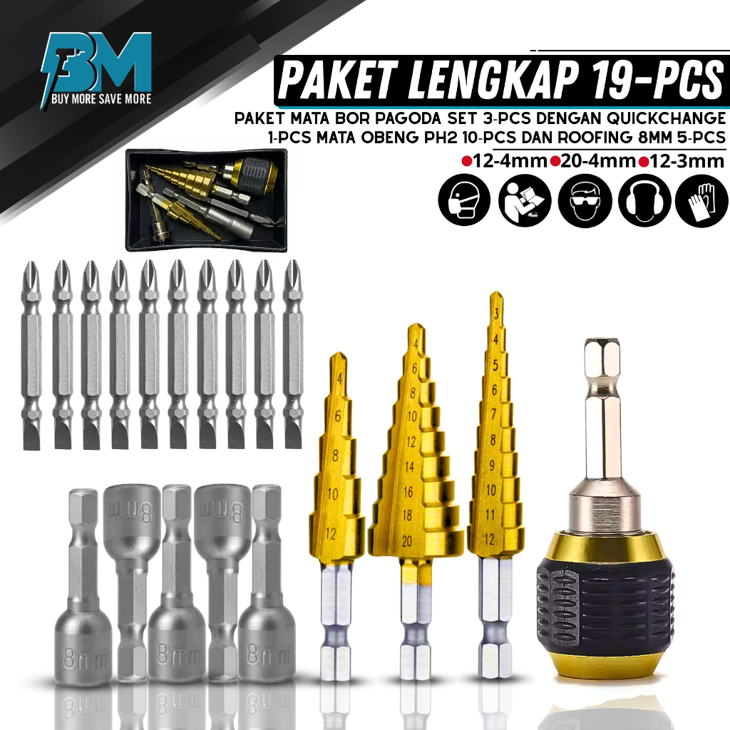 Set Mata Bor Piramid Pagoda Mata Kunci Roofing Magnet Mata Obeng magnet Mata Obeng Gipsum dan keyles