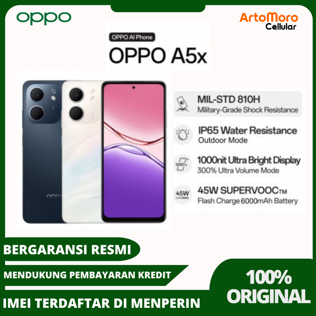 Oppo A5x 4/128 6/128GB Rom UFS 2.1 45Watt Garansi Resmi Memori Internal 128 GB Kapasitas 6000 mAh