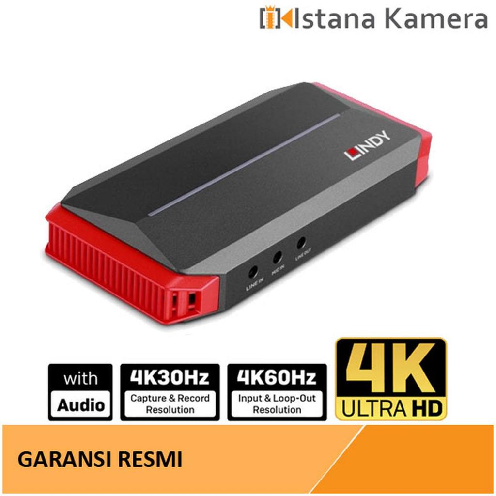 LINDY 43377 Video Capture Card USB Type C - HDMI 4K With Audio & Microphone Lindy Live Stream Record