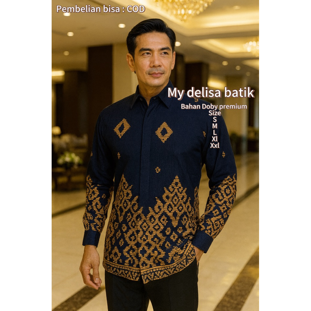 COD✅ Baju Batik Bahan Doby Tangan Panjang / Batik Cowok
