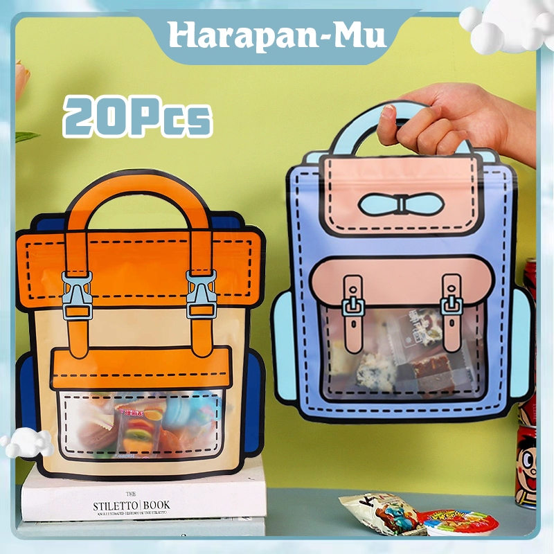 20Pcs Kantong Ziplock Plastik Transparan Untuk Snack Kantong Permen Kue Aksesoris Hadiah Kecil