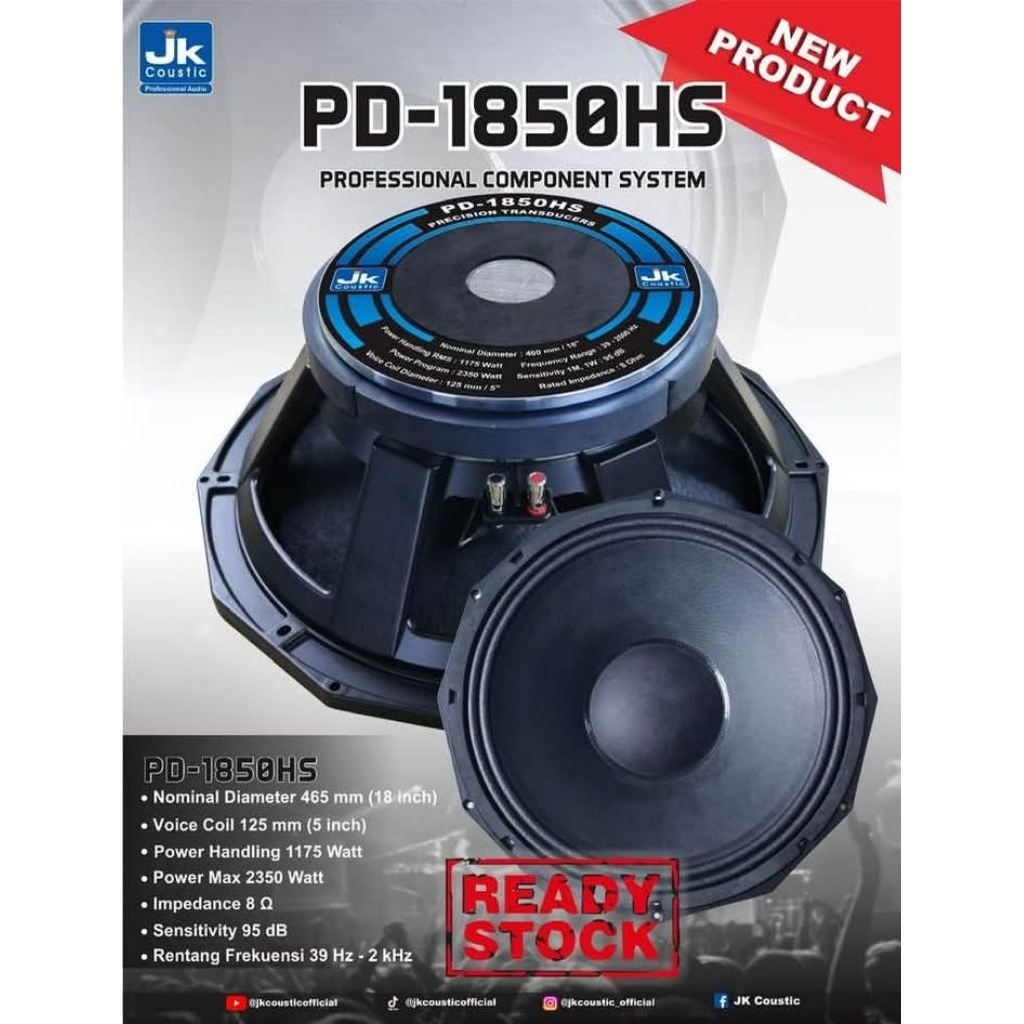 komponen speaker JK coustic type PD 1850 HS