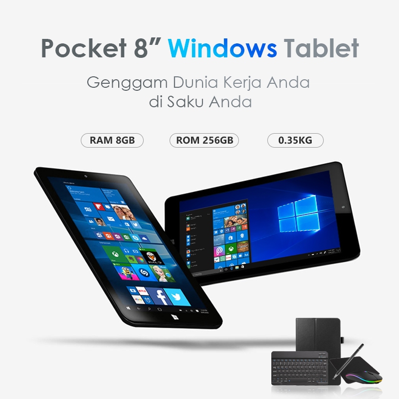 8" POCKET LAPTOP MINI WINDOWS TABLET PC RAM 8GB ROM 256GB LIGHT PORTABLE TOUCH SCREEN NOTEBOOK