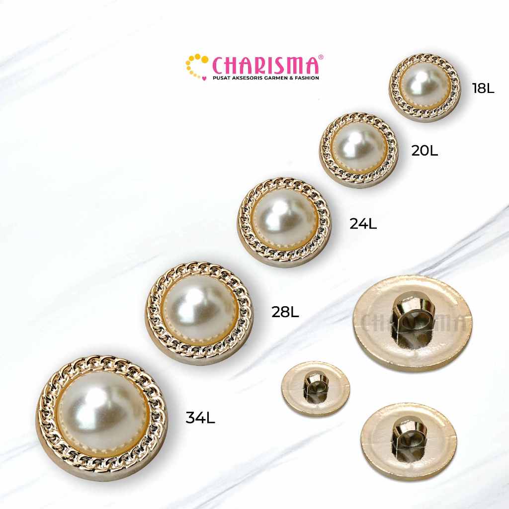 Charisma Kancing Motif Mutiara KBS.216 - Kancing Bulat Mutiara / Harga Per Pcs
