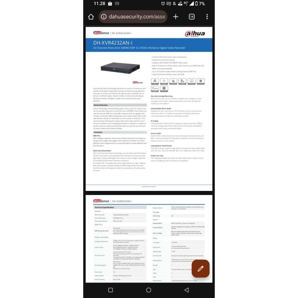 DVR DAHUA 2MP 32 CHANNEL