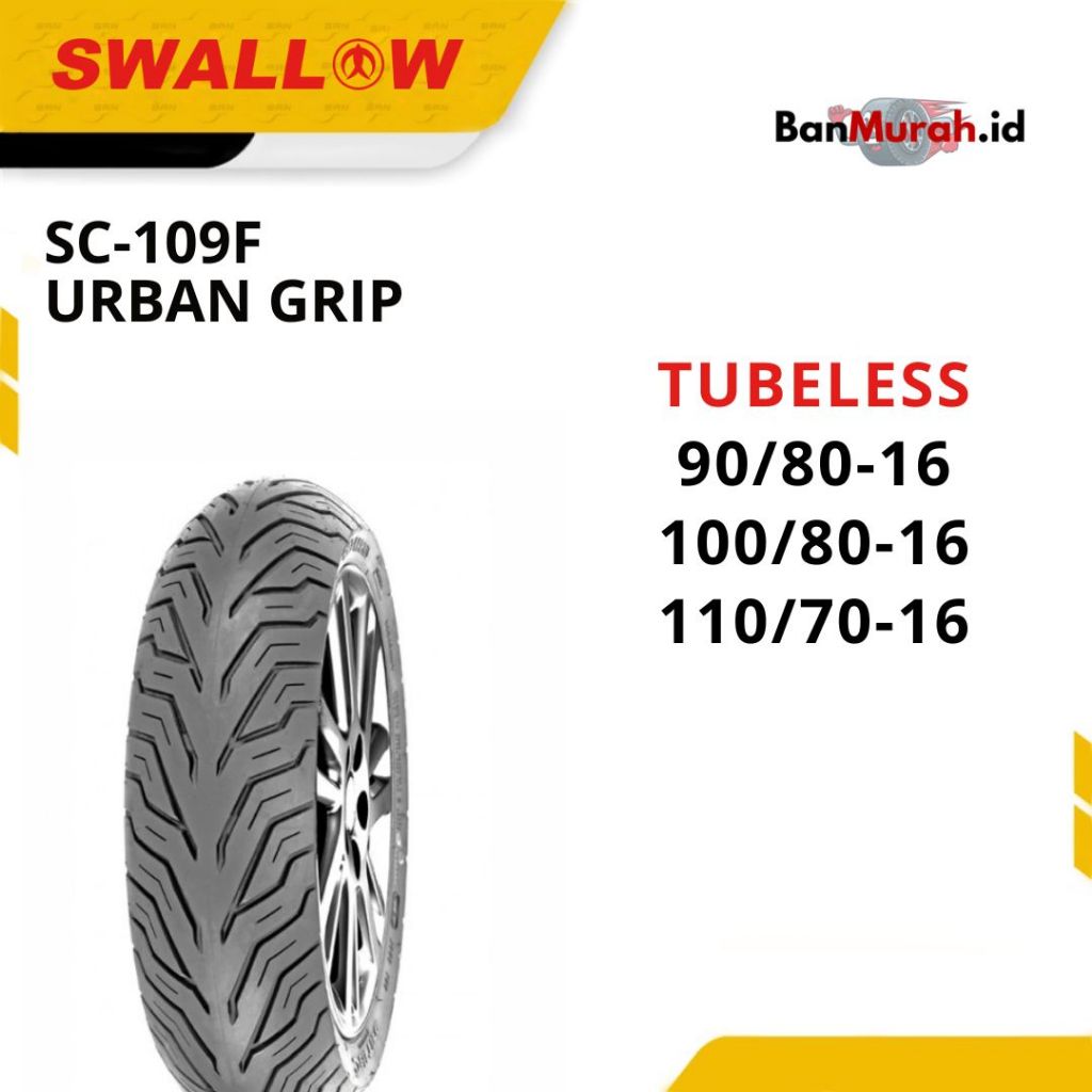 Ban Motor Swallow SC-109 F Urban Grip 90/80 100/80 110/70 Ring 16 Tubeless