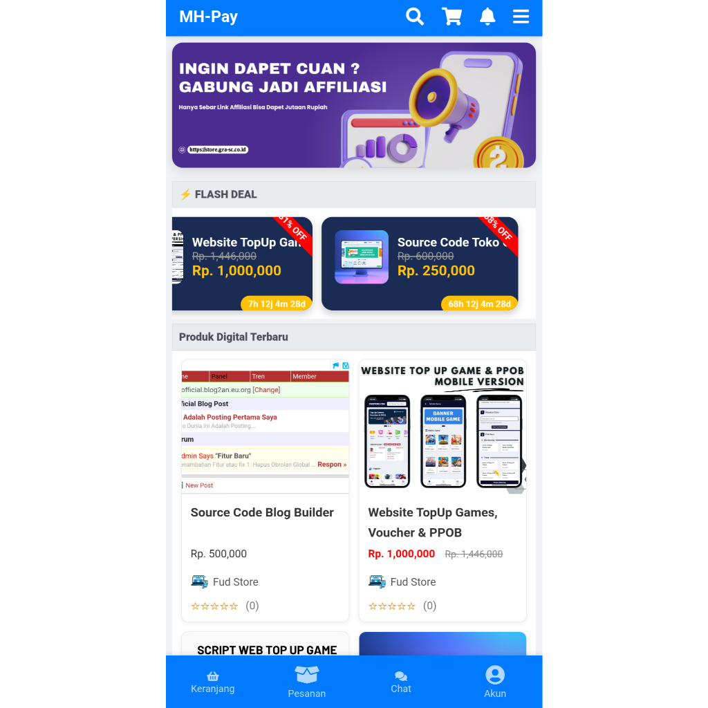 Source Code Toko Online Digital  Multi vendor + top up & voucher digiflazz