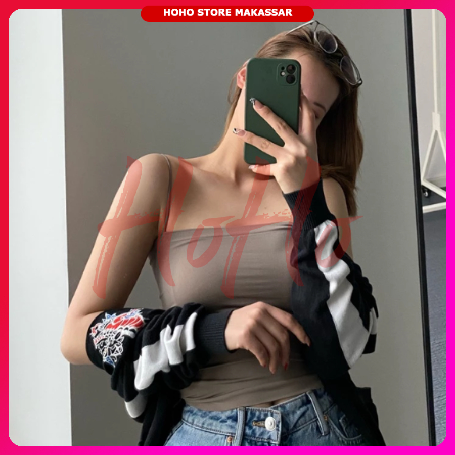 Square Tanktop Bra Wanita Tank Top With Cup Pakaian Crop Top - TKT7