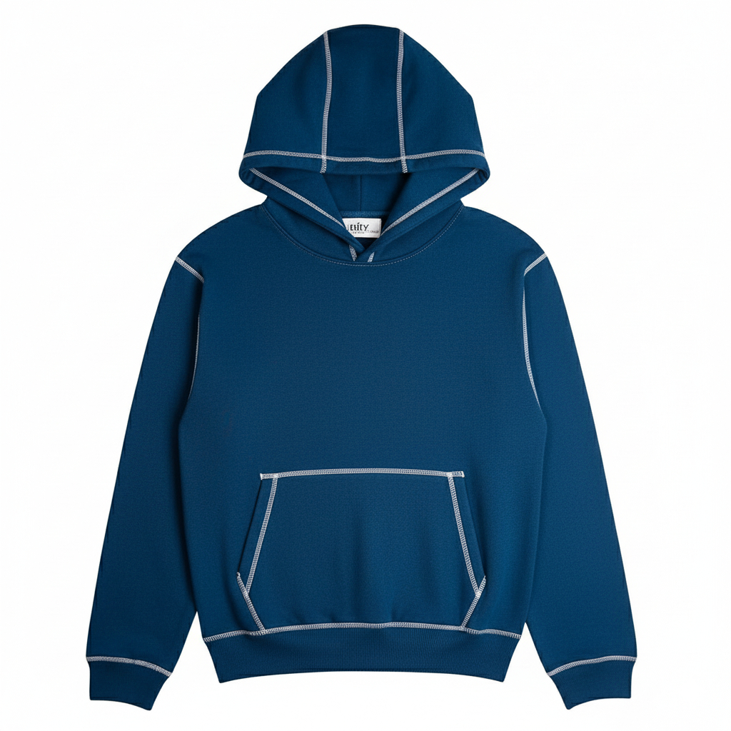 Xofty Sweater Hoodie Boxy Fit  Pria Dan Wanita Reverse Navy