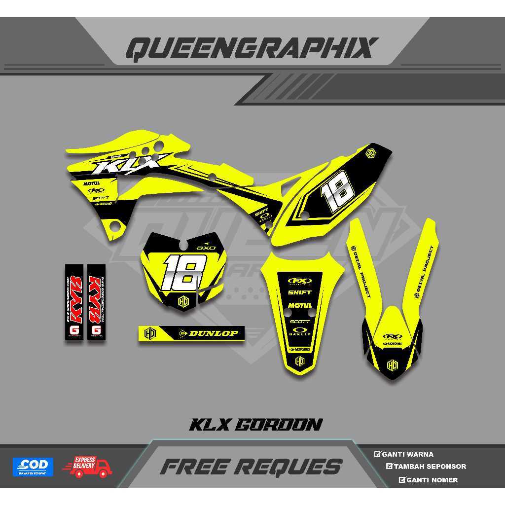 DECAL KLX GORDON GTX KLX GORDON BISA CUSTOM DESAIGN NAMA, NONOR, SPONSOR, WARNA (27)