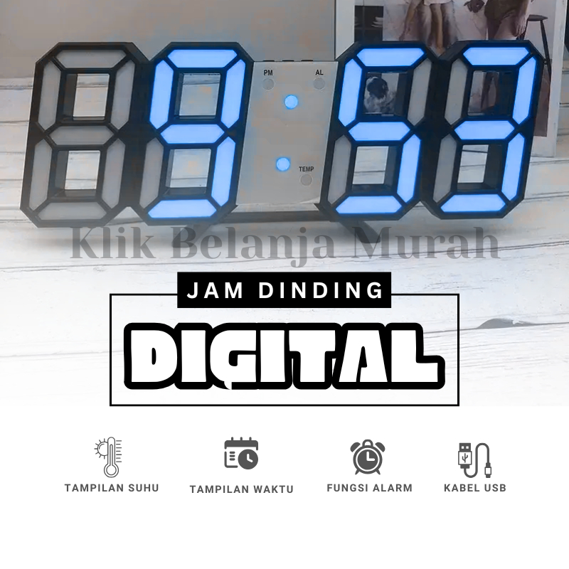 Jam Dinding Digital LED 3D Modern/ Jam Dinding Digital / Jam Dinding LED / Jam Dinding Estetik / Jam