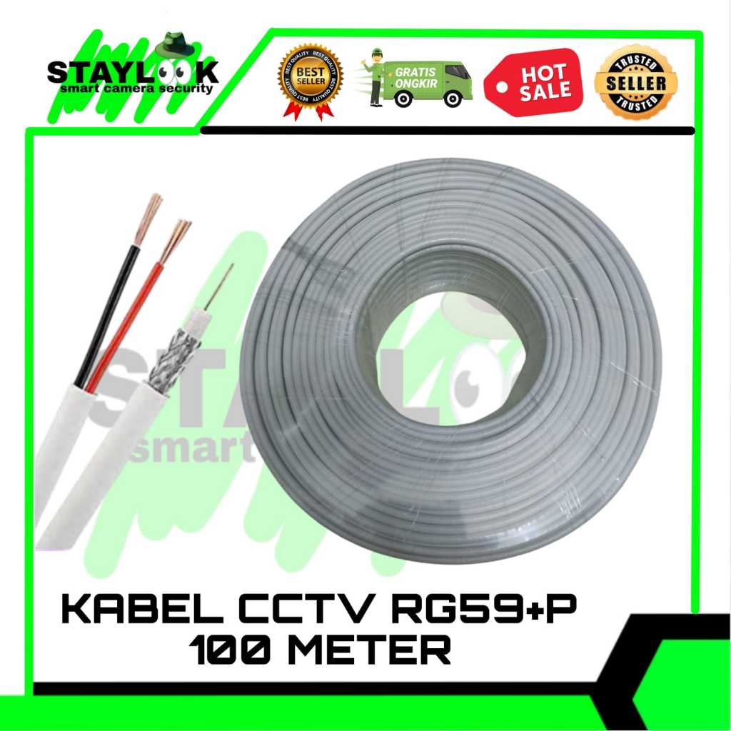 Kabel CCTV 100 Meter RG59 + Power Indoor & Outdoor