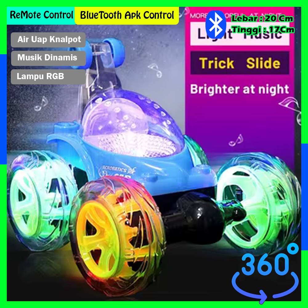 Mobil Remote Control Stunt Carr 360 Derajat Bisa Balik Badan Lampu RGB - Mainan Rc Anak Cowok
