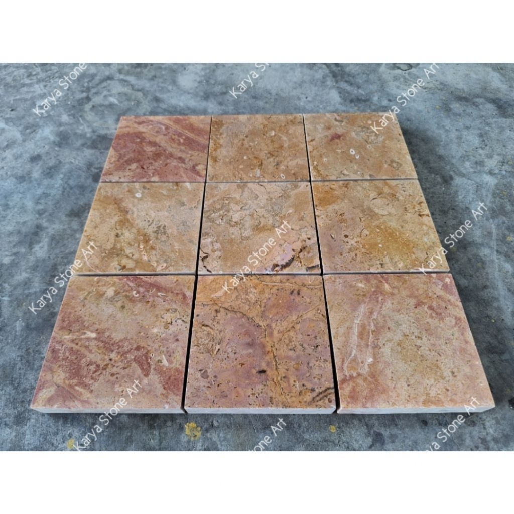 Lantai Marmer Merah Tulungagung 10x10cm | Lantai Marmer Polish Glossy