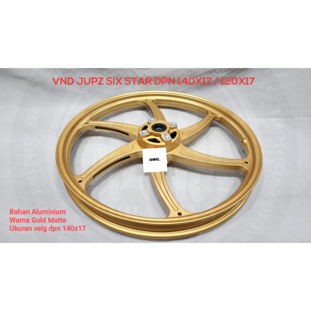 SATUAN VELG VND MOTOR JUPITER Z SIX STAR DEPAN UK.140 RING 17 GOLD MATTE