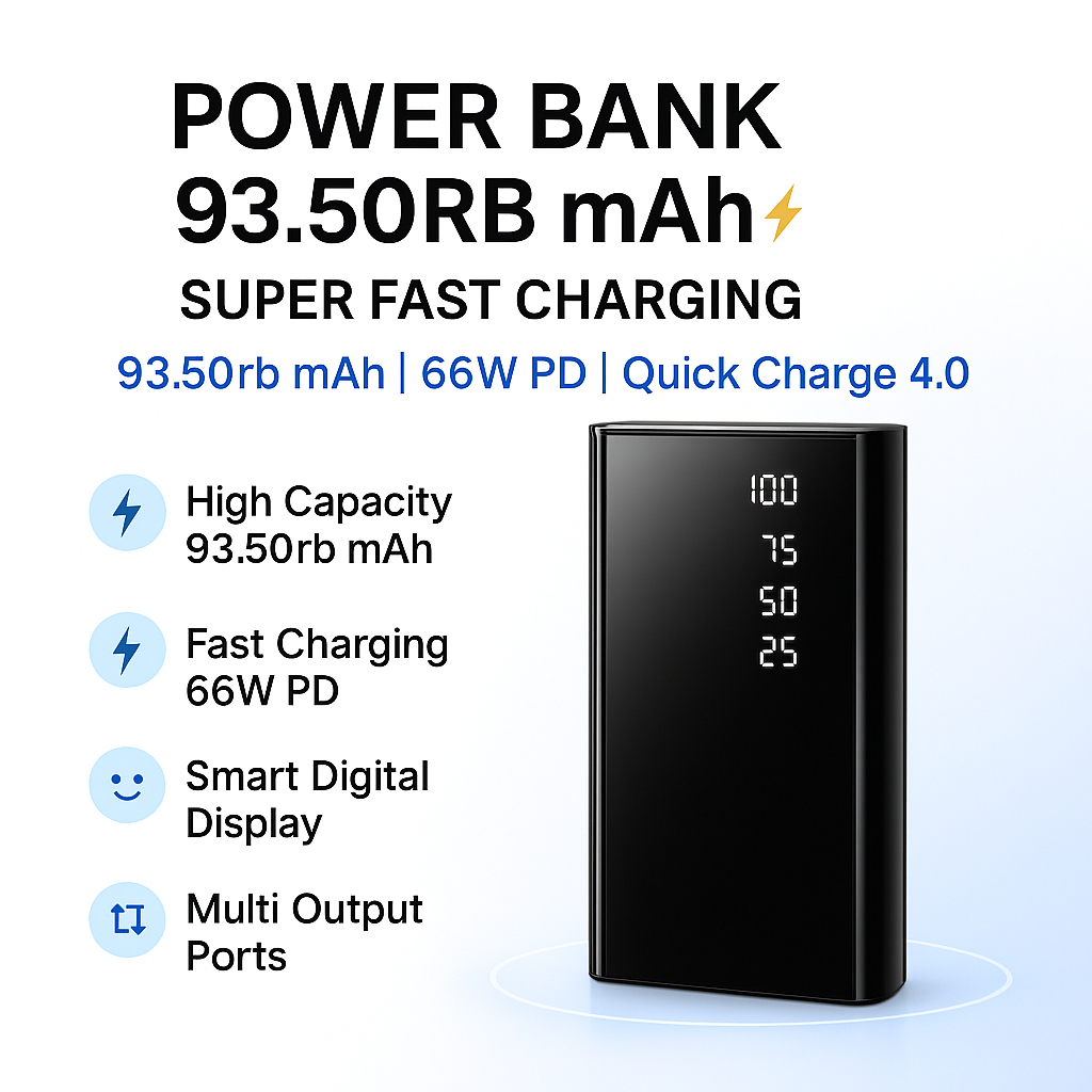 Power Bank 50000 mAh Super Fast Charging With Type C PowerBank 50000 mAh 4 Kabel Full Capacity Power