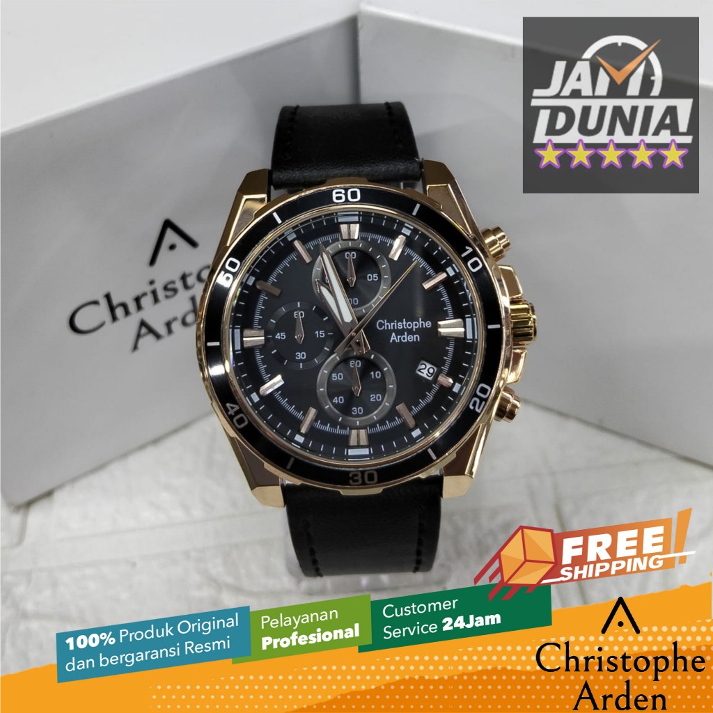 JAM TANGAN PRIA CHRISTOPHE ARDEN ORIGINAL STRAP KULIT CAF3003 CAF 3003 JAM ANALOG CHRISTOPHE ARDEN C