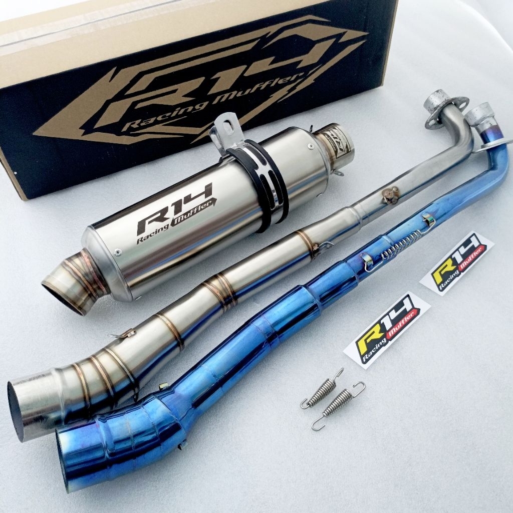 knalpot racing original r14 bas adem untuk motor bebek ,jupiter z/robot/z1/burhan,vega lama/new/zr,g