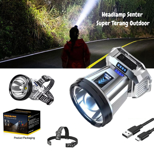 Lampu Headlight LED Senter Kepala/Lampu Senter Kepala/BISA POWERBANK Headlamp Senter Super Terang Ou