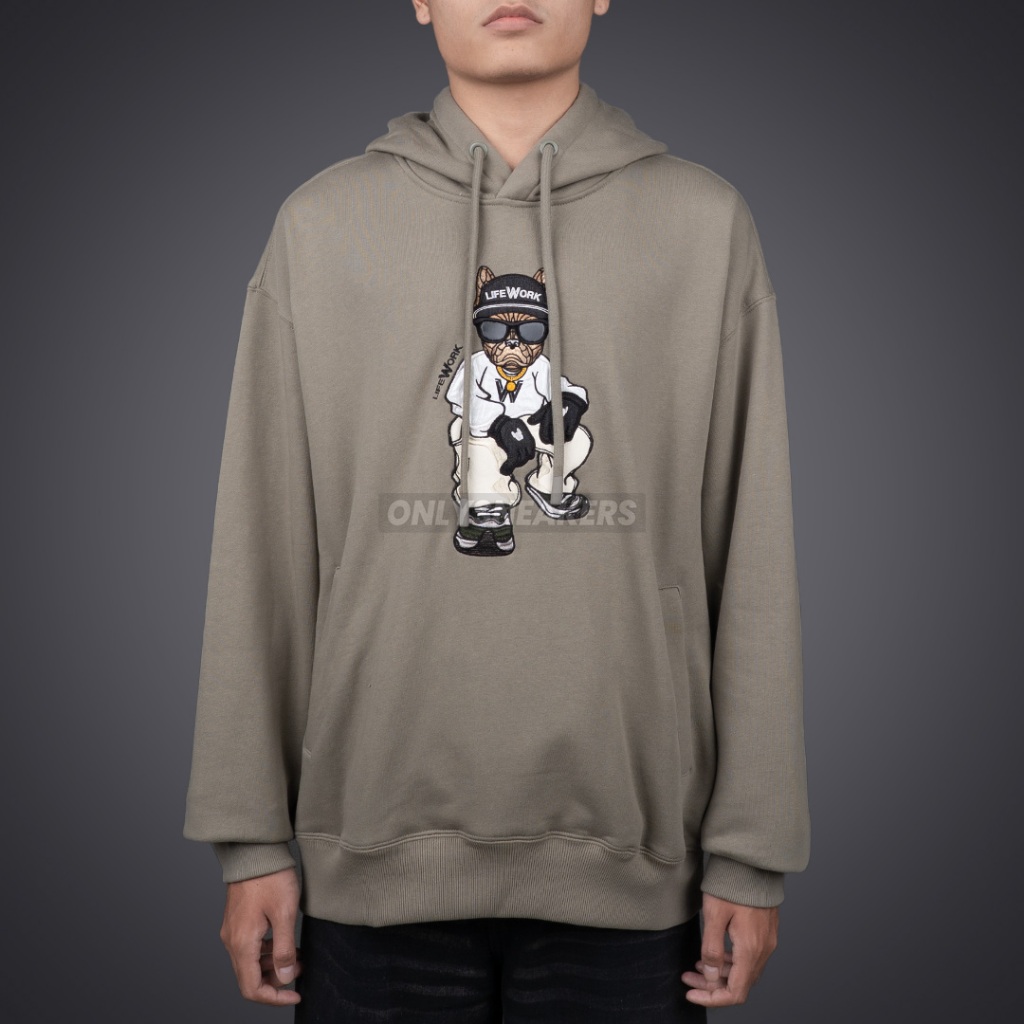 LIFEWORK GLOBE HIPDOG HOODIE KHAKI