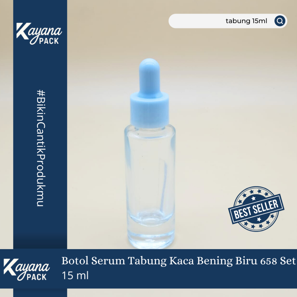 BOTOL SERUM TABUNG TINGGI BENING 15ML RING BIRU 658 / BOTOL PIPET UNIK 15 ML (TABUNG 15ML)
