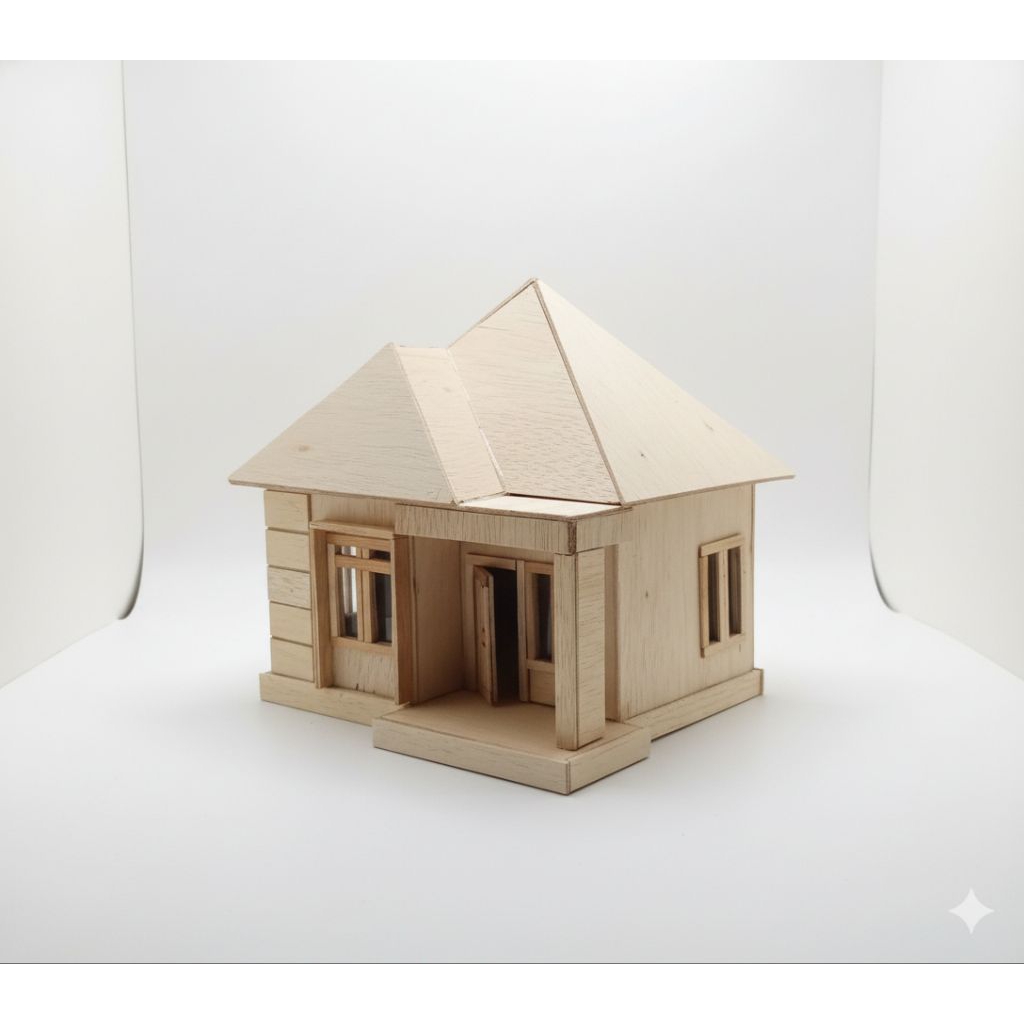 miniatur rumah minimalis bahan kayu