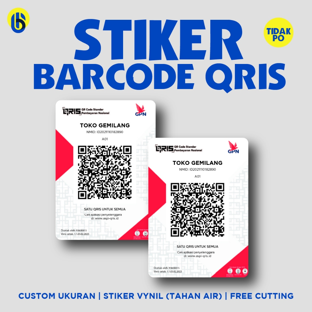 Cetak STIKER VYNIL Qris Barcode Murah | Qris Toko / Cafe / Resto VINYL - Stiker Untuk Transaksi Pemb