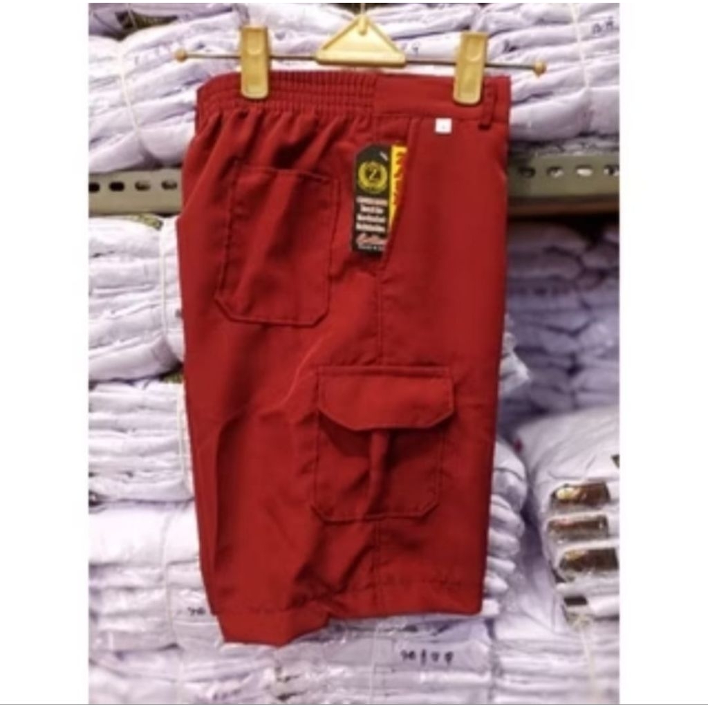 Celana Pendek SD Merah Kantong Samping / Celana SD Merah / Celana Merah SD