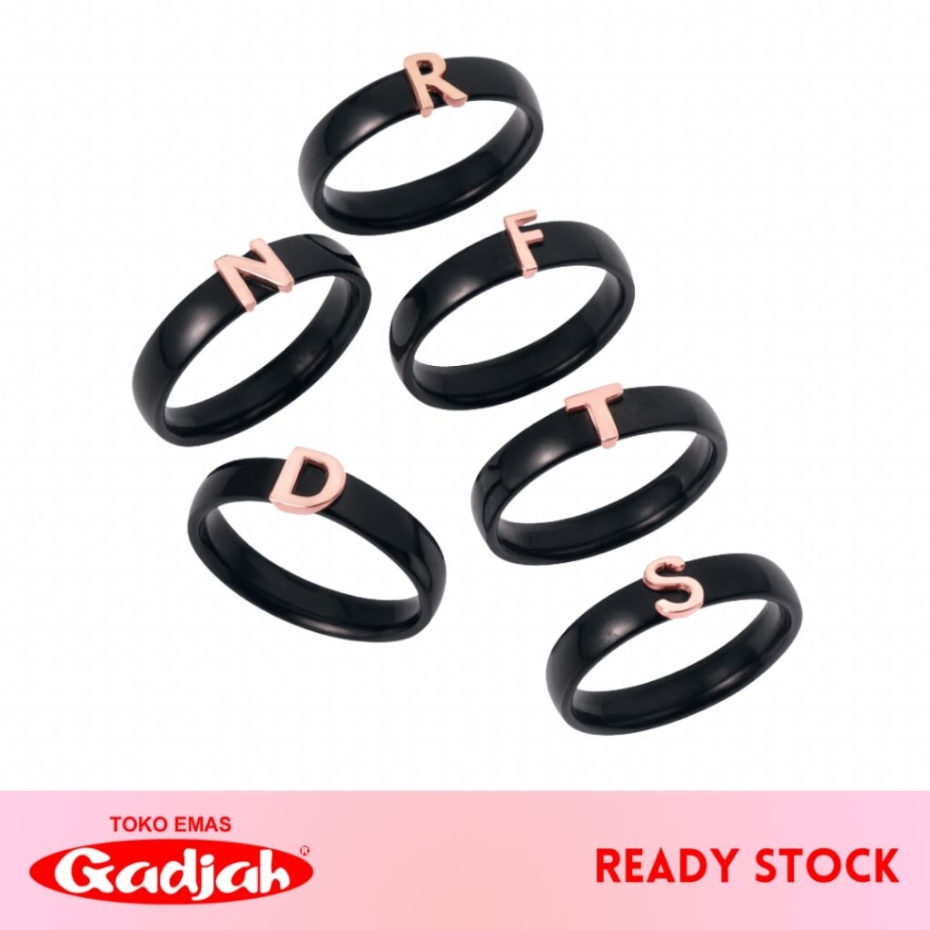 Cincin Keramik Fashion Emas Huruf Semua Abjad - Cincin Emas Inisial Nama - Toko Emas Gadjah