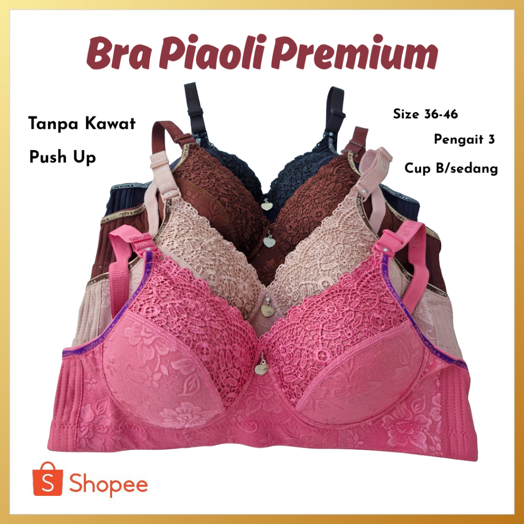 {2 Pcs Free Cd }Bh Piaoli Renda Premium Bra Wanita Katun