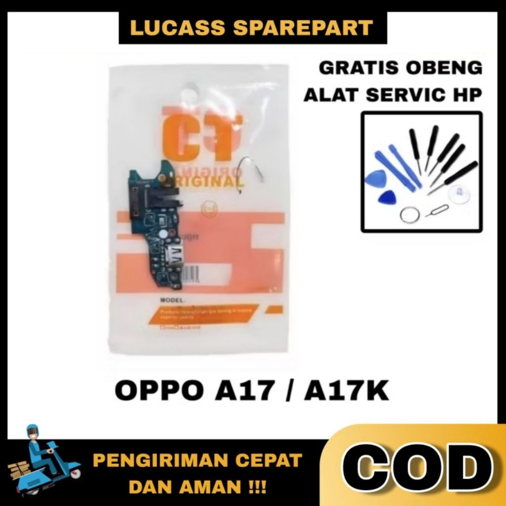 FLEXIBLE ORI + IC OPPO A17 / A17K CONECTOR CAS + MIC + CON HANDSFREE ORI