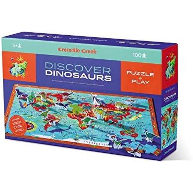 Crocodile Creek - Discover Dinosaurs - 100Piece Educational Floor Puzzle Fact Booklet & 21 Stand-Up