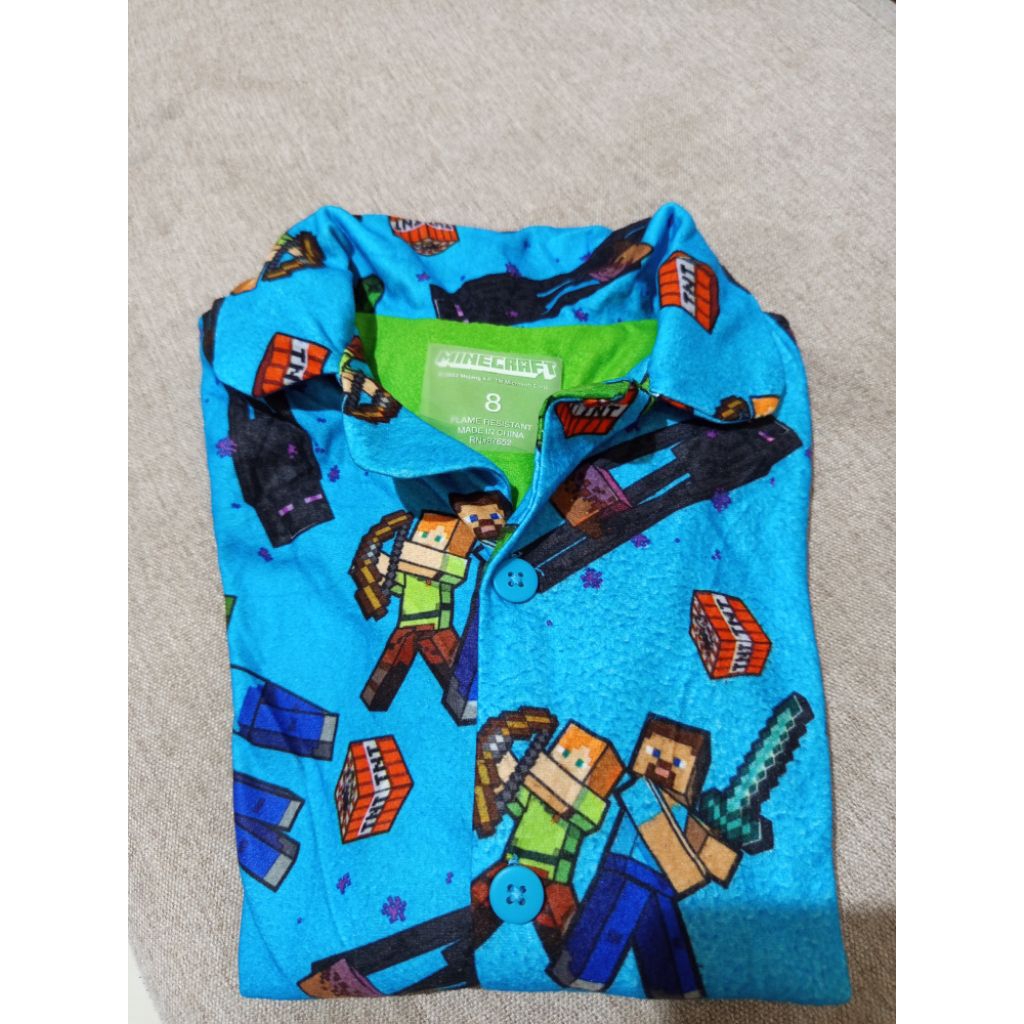 baju setelan tidur anak cowo motif minecraft