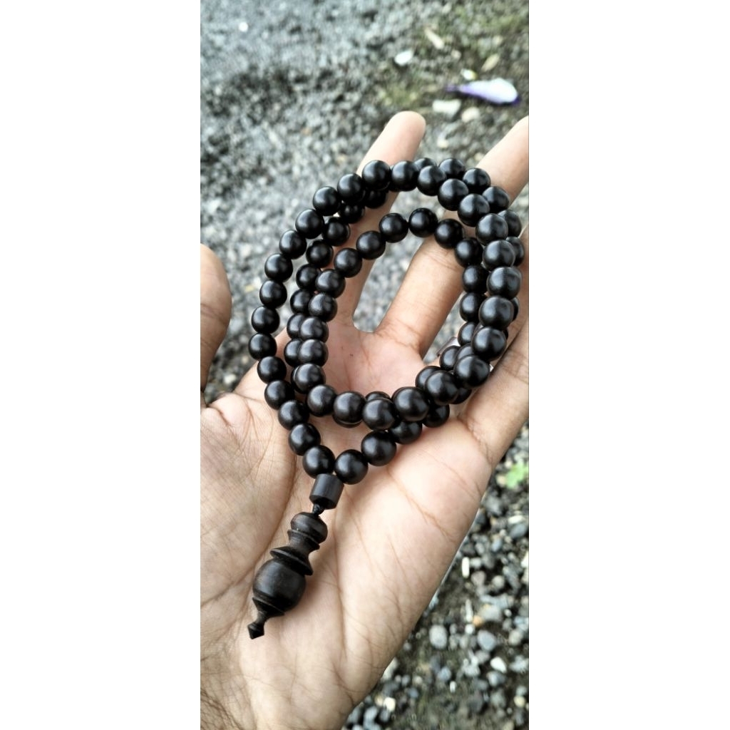 kalung tasbih kayu galih kelor hitam