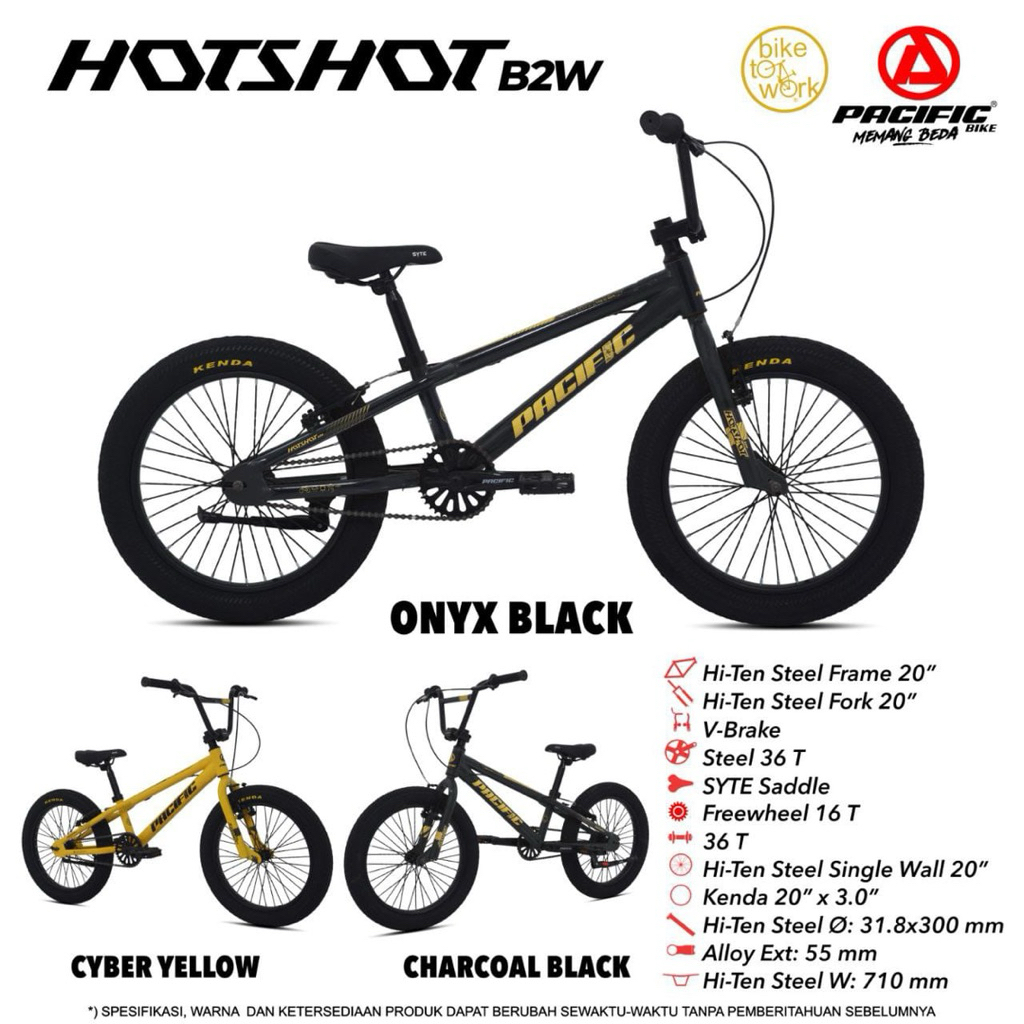Sepeda Anak Pacific 20 Inch Bmx Hot Shot B2W Ban 3.0