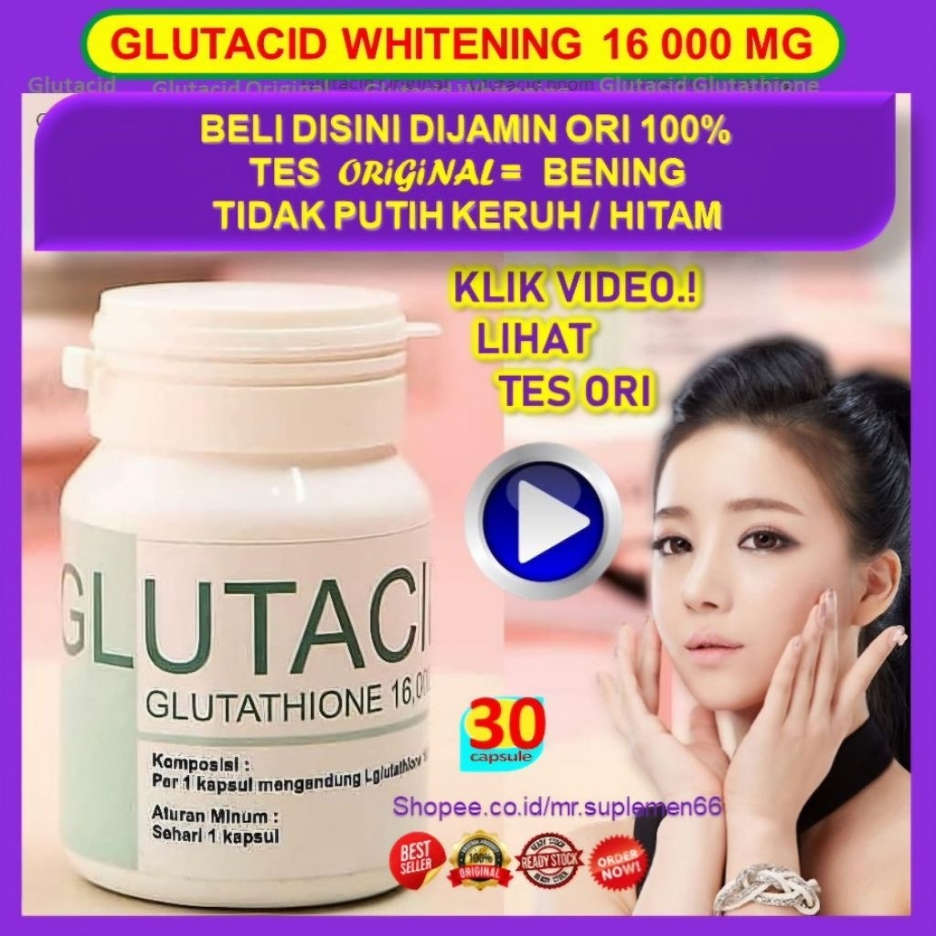 Pemutih Badan Glutacid Whitening 16000mg Original 100% BPOM