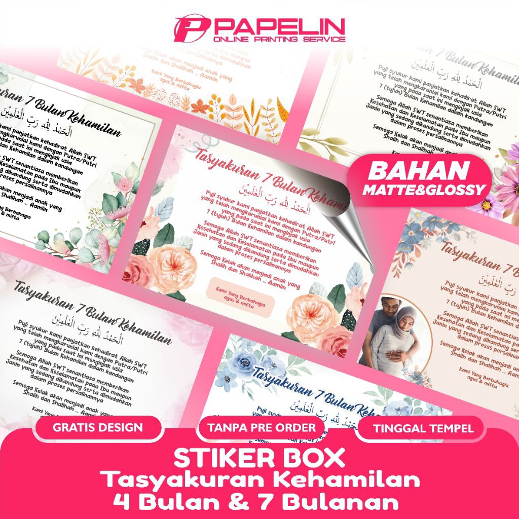 Cetak Stiker Tasyakuran 4 Bulanan, Tasyakuran 7 Bulanan Kehamilan, Tasyakuran Kehamilan