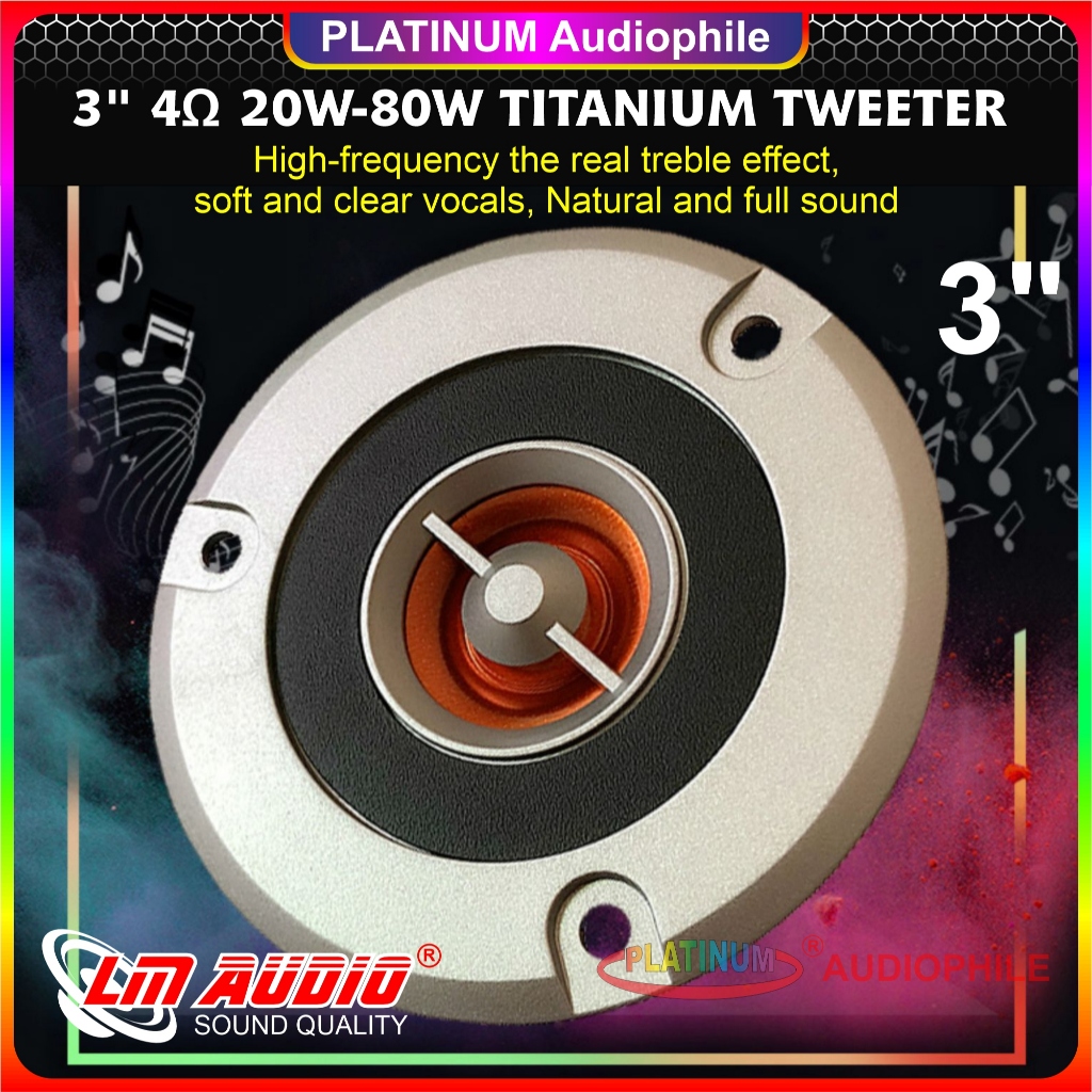 Tweeter 3 Inch Titanium Film Gold Dome 3" Hifi Tweter Speaker LM-7404